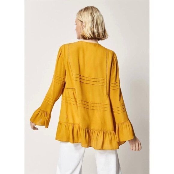 𝅺MASSIMO Dutti | Nwt Mustard Yellow Ruffle Blouse Size 8 - Picture 4 of 11